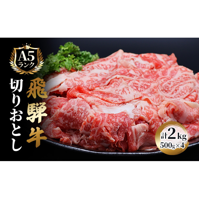 飛騨牛 牛肉 切り落とし 500g×4 計2kg A5 和牛 焼肉 もも肉 モモ バラ カルビ お肉 ブランド和牛 岐阜県池田町40000肉牛肉
