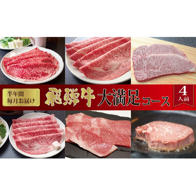 【半年間毎月お届け・化粧箱入り】飛騨牛大満足コース(約4人前)岐阜県関ケ原町420000肉牛肉