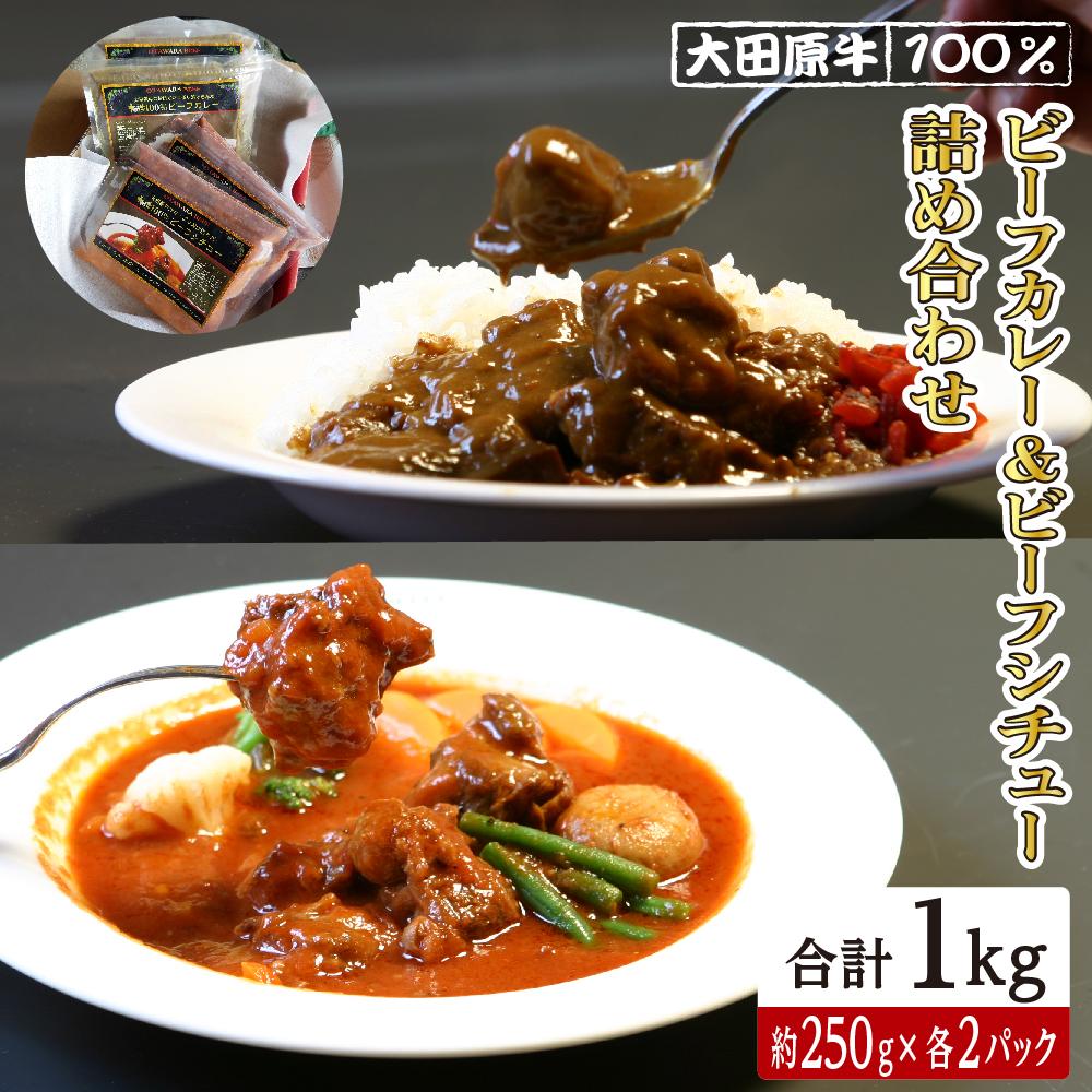 大田原牛 100% ビーフカレー&ビーフシチュー 詰め合わせ 各2パックセット | レトルト カレー ビーフシチュー 和牛  牛肉  高級栃木県大田原市22000鍋セット・総菜・加工食品総菜