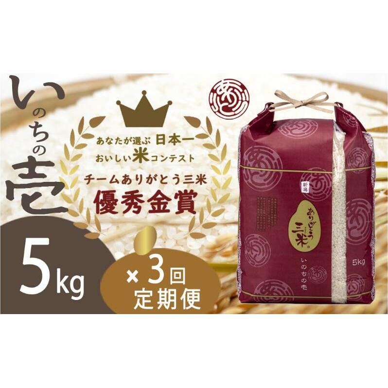 米【令和6年】【定期便】5kg×3回 新潟産いのちの壱コンテスト受賞者の米 白米 お米 こめ コメ 新潟産 新潟新潟県田上町51000米・パン白米