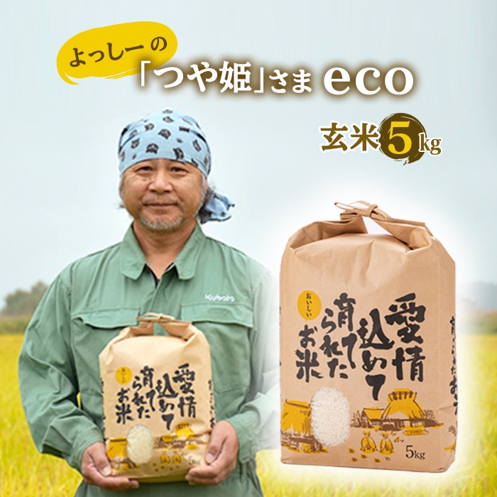 【先行予約】令和7年産 よっしーの「つや姫」さまeco (玄米)5kg 米 お米 おこめ 山形県 新庄市 F3S-2495山形県新庄市15000米・パン玄米・雑穀米・もち米・餅
