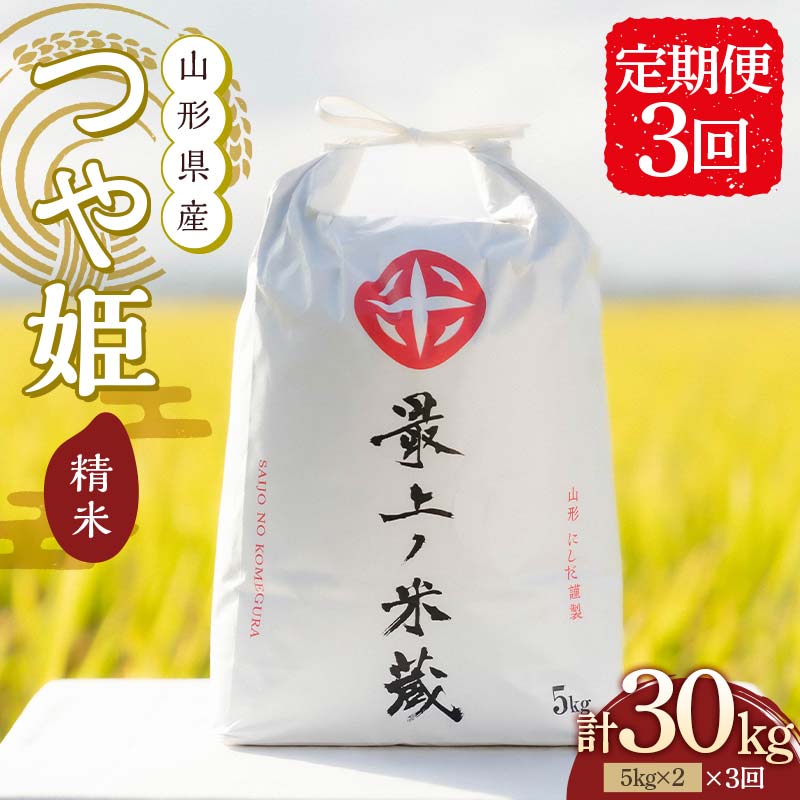 <定期便 3回> 令和7年産 つや姫 5kg×2 計10kg 精米 【最上ノ米蔵】 山形県産 こめ お米 米 白米 F3S-2565山形県新庄市105000米・パン白米