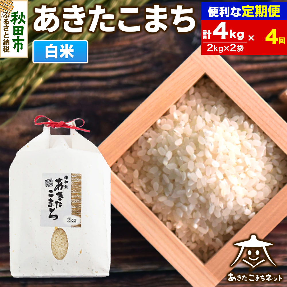 《定期便4ヶ月》あきたこまち 清流米 4kg(2kg×2袋)【白米】 秋田市雄和産秋田県秋田市100000米・パン白米
