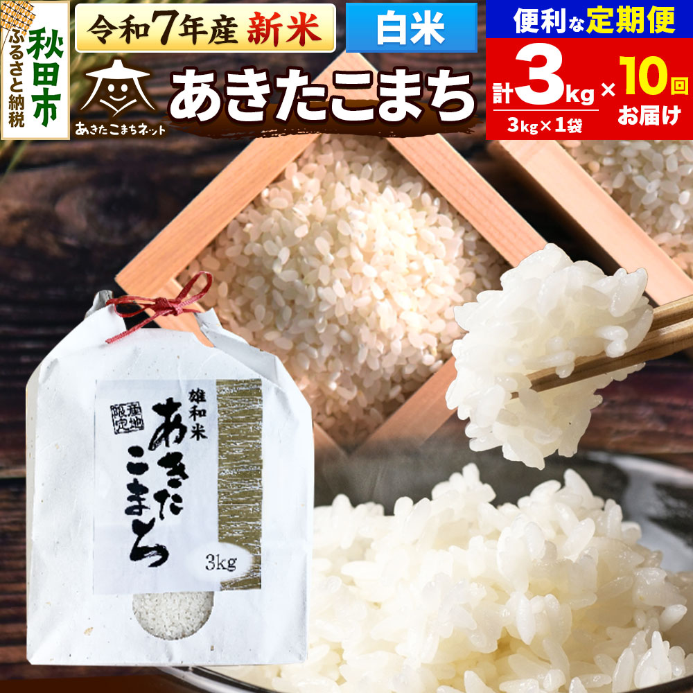 《令和7年産 新米受付》《定期便10ヶ月》あきたこまち 清流米 3kg【白米】 秋田市雄和産秋田県秋田市155000米・パン白米