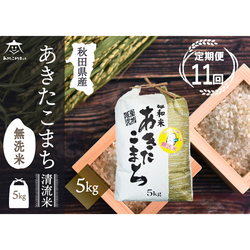 《定期便11ヶ月》あきたこまち 清流米 5kg 【無洗米】秋田市雄和産秋田県秋田市324500米・パン無洗米