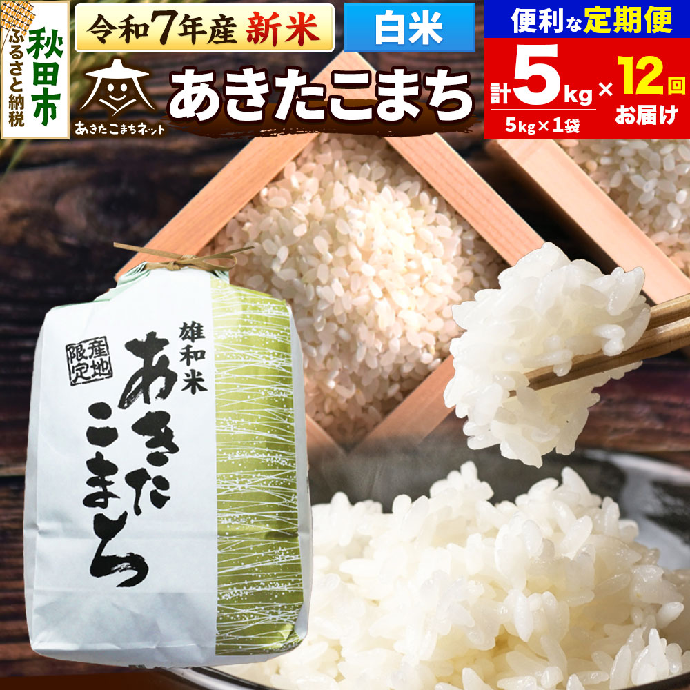 《令和7年産 新米受付》《定期便12ヶ月》あきたこまち 清流米 5kg【白米】 秋田市雄和産秋田県秋田市282000米・パン白米