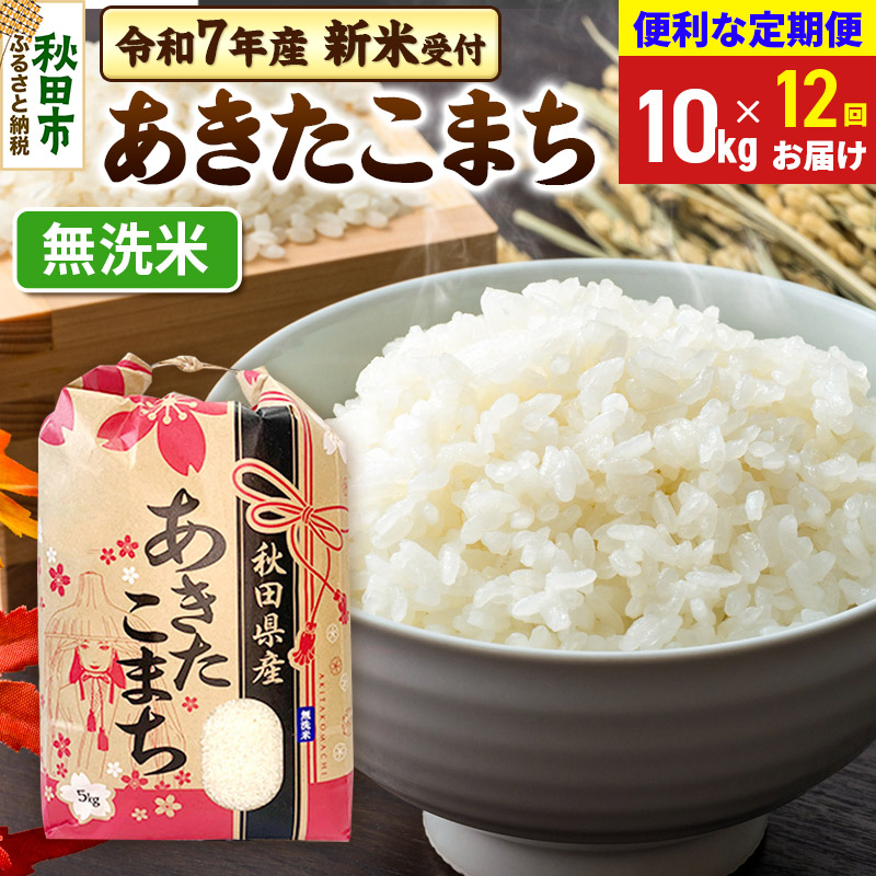 《令和7年産 新米受付》《定期便12ヶ月》 あきたこまち 10kg(5kg×2袋) 【無洗米】秋田県産 こまちライン秋田県秋田市444000米・パン無洗米
