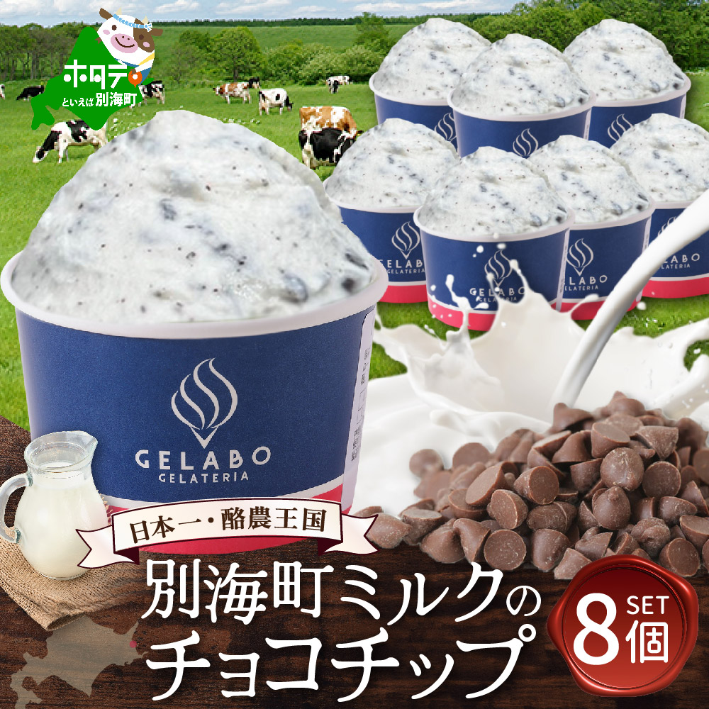 贅沢素材・ジェラート 別海町ミルクのチョコチップ 8個セット 【EK0000007】北海道別海町14000菓子・スイーツアイス・ジェラート