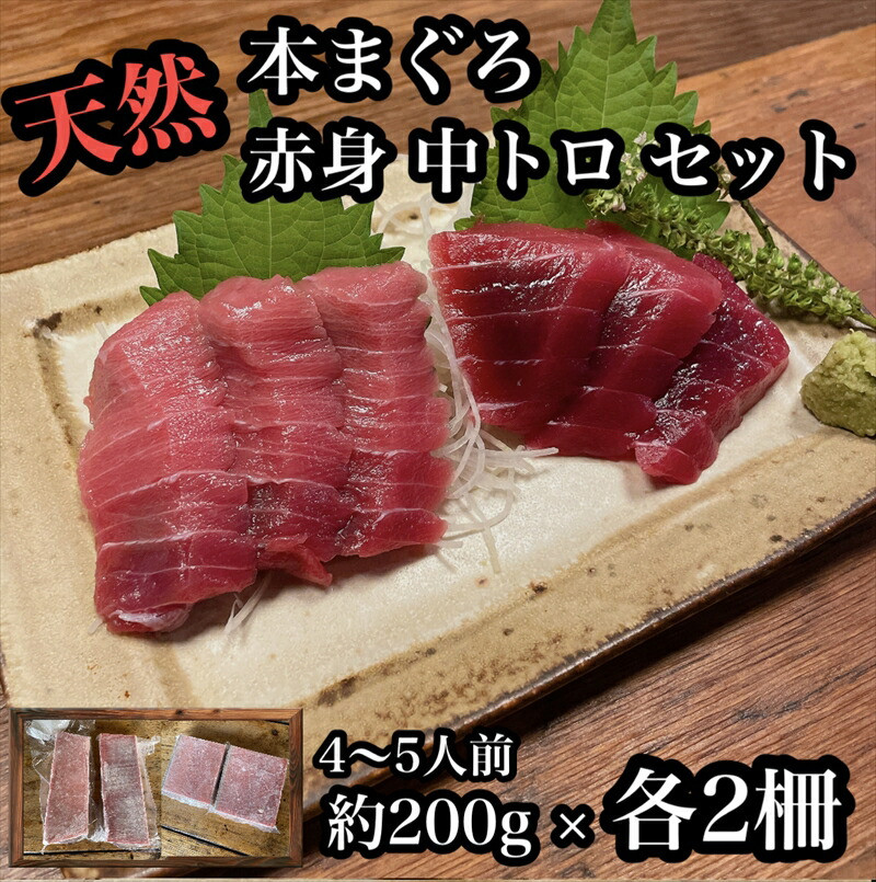 貴重な天然本鮪 赤身 約200g 中トロ 約200g 各2柵ずつ 4 5人前●赤身はマグロの中心部天身を使用!中とろの脂はくどくない上質な脂!【赤身 天身 惣菜 海鮮 お取り寄せ 御中元 お中元 お歳暮