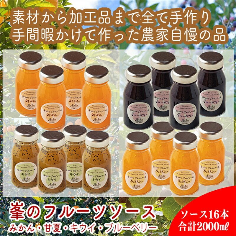 スイスで加工品を学んだ農家が作った手づくりジャムソース 16本セット 手作りみかん キウイ あまなつ ブルーベリー他 125ml 詰め合わせ ギフト【 家庭用 自宅用 贈答品 贈答用 ギフト お取り