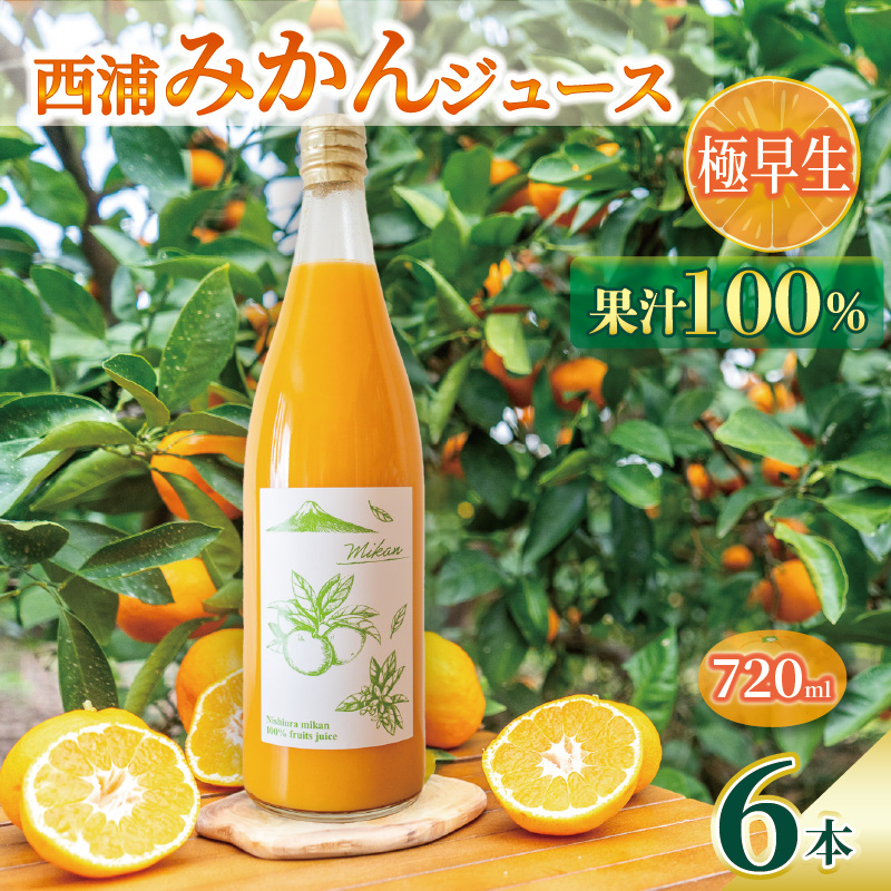 オレンジ ジュース ストレート 果汁 100% 極早生 みかん 720ml×6本 西浦 蜜柑 濃厚 飲み物 ミカン 人気 贈答用 静岡 沼津静岡県沼津市26000お茶・飲料果汁・野菜飲料
