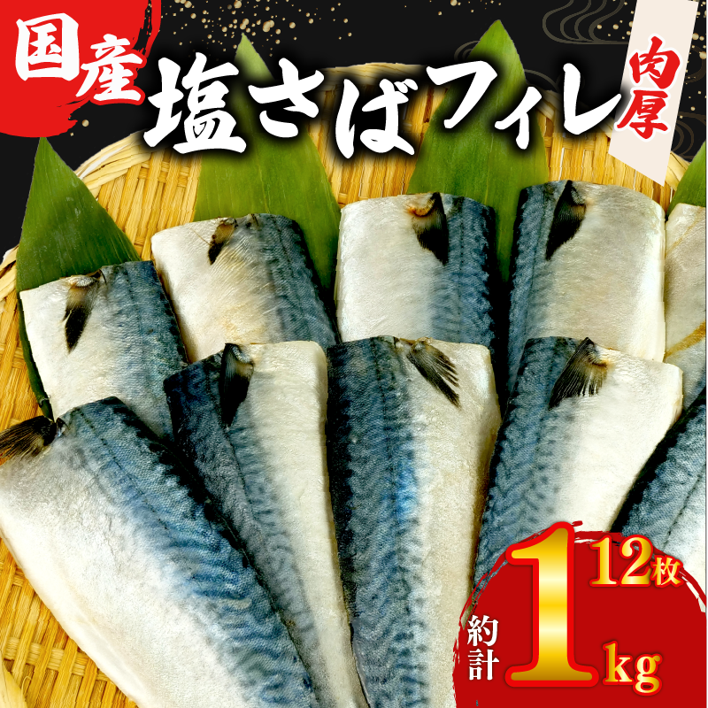 国産 塩サバ フィレ 【選べる内容量】 約1kg 12枚 小分け 個包装 鯖 天然 切り身 半身 肉厚 魚介 海鮮 冷凍 さば サバ フィーレ ご家庭用 贈答品 高級 人気 おかず おつまみ 静岡県 沼津市静岡