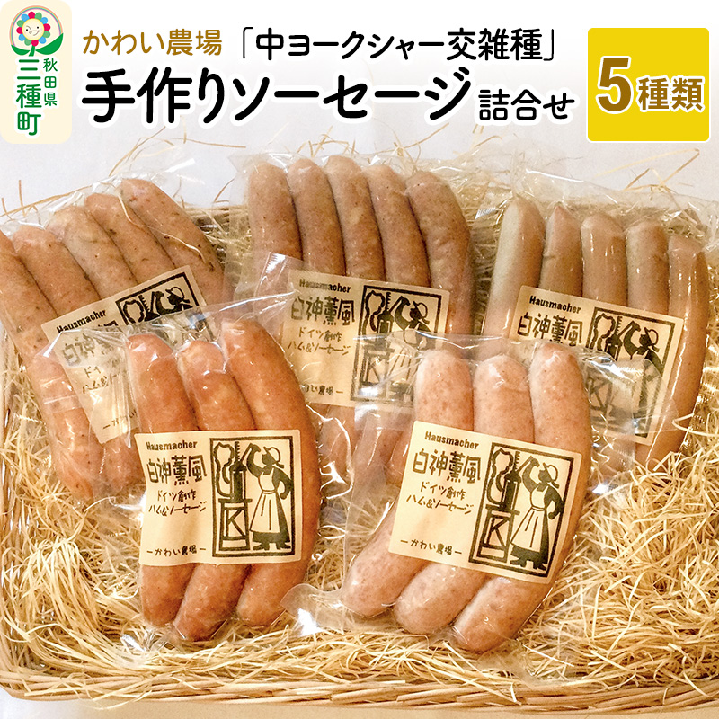 かわい農場「中ヨークシャー交雑種」手作りソーセージ5種類の詰合せ しっぽ豚秋田県三種町13000鍋セット・総菜・加工食品