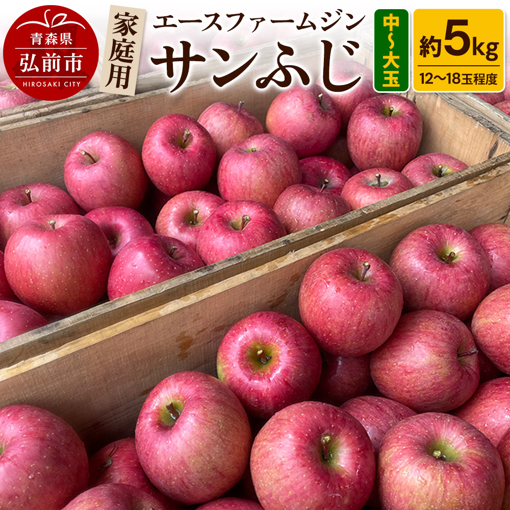 【25年11月〜発送】りんご【数量限定】家庭用 サンふじ 約5kg(中玉〜大玉12〜18玉程度)【先行受付】 青森 果物 フルーツ 林檎 リンゴ くだもの 予約青森県弘前市16000果物・フルーツりんご