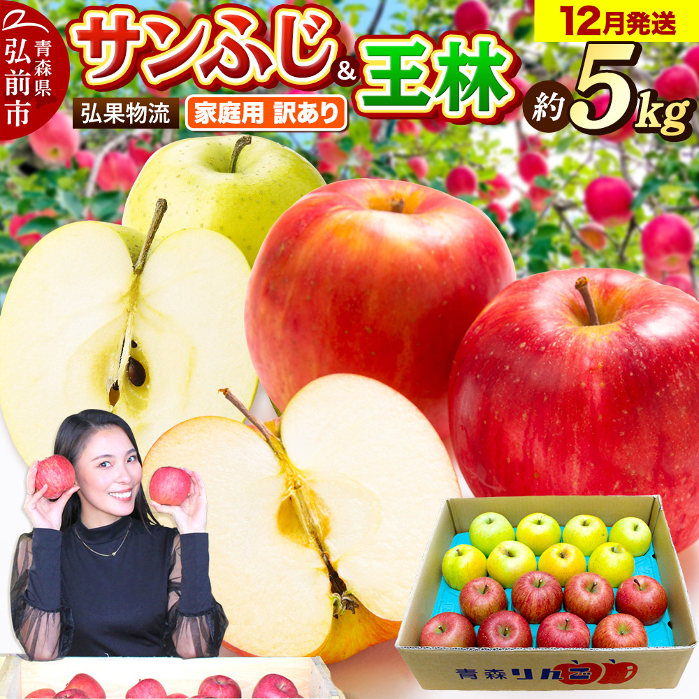 【25年12月発送】りんご 家庭用 訳あり サンふじ・王林 詰め合わせ 約5kg青森県弘前市13000果物・フルーツりんご・梨