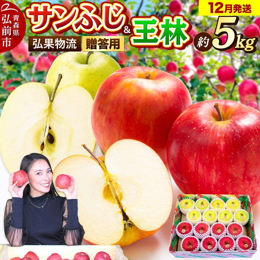 【25年12月発送】りんご 贈答用 サンふじ・王林 詰め合わせ 約5kg青森県弘前市18000果物・フルーツりんご・梨