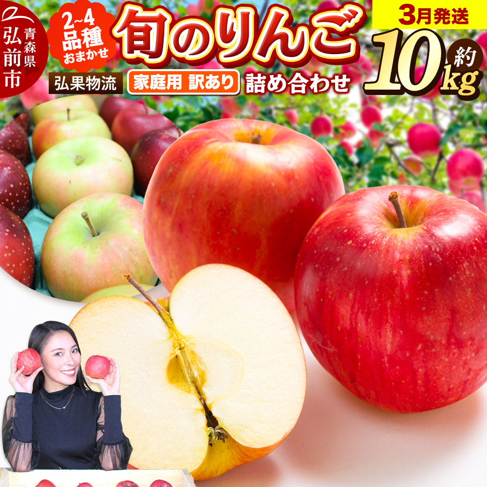 【26年3月発送】りんご 家庭用 訳あり 旬のりんご 品種おまかせ 約10kg 2品種〜4品種青森県弘前市24000果物・フルーツりんご・梨