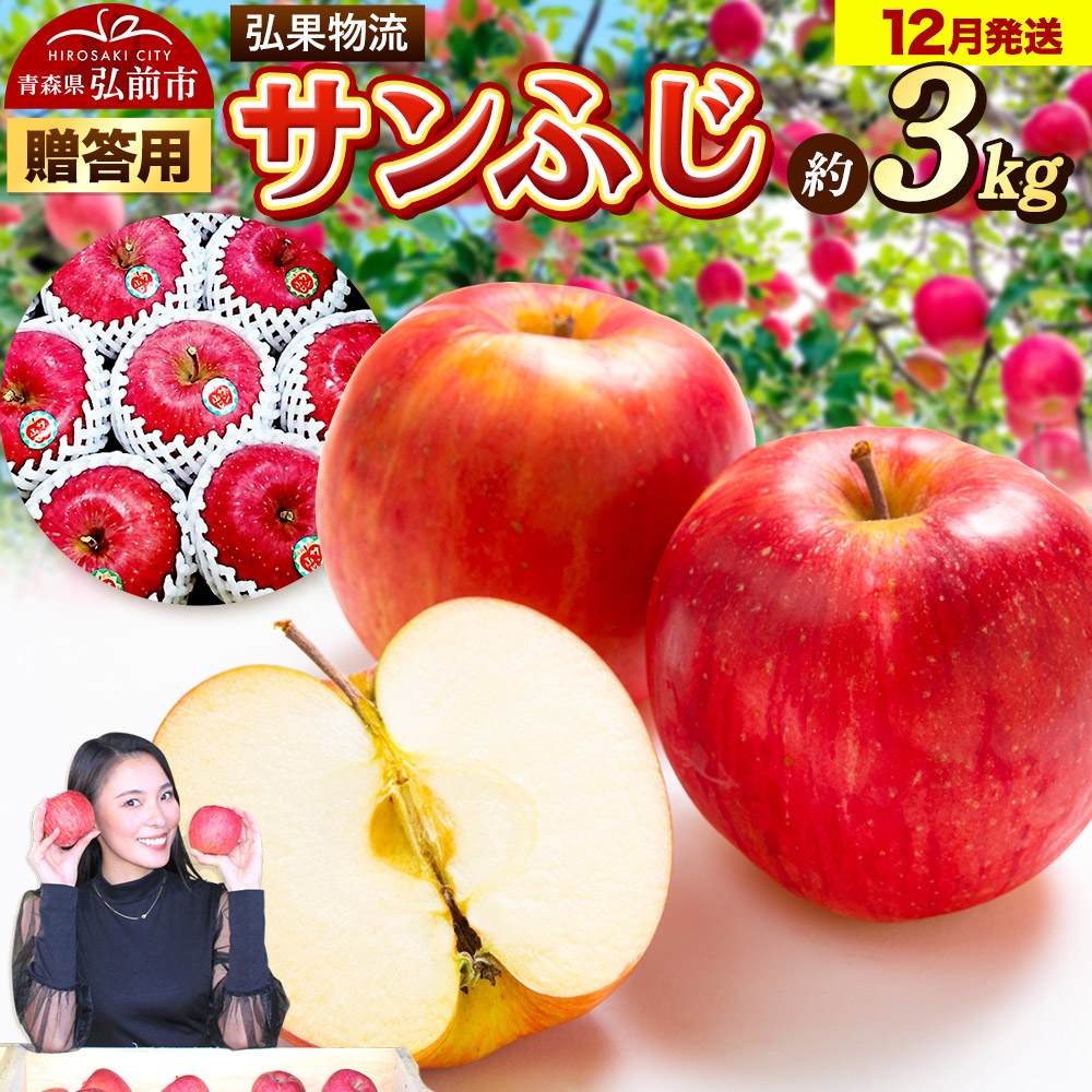 【25年12月発送】りんご 贈答用 サンふじ 約3kg青森県弘前市14000果物・フルーツりんご・梨