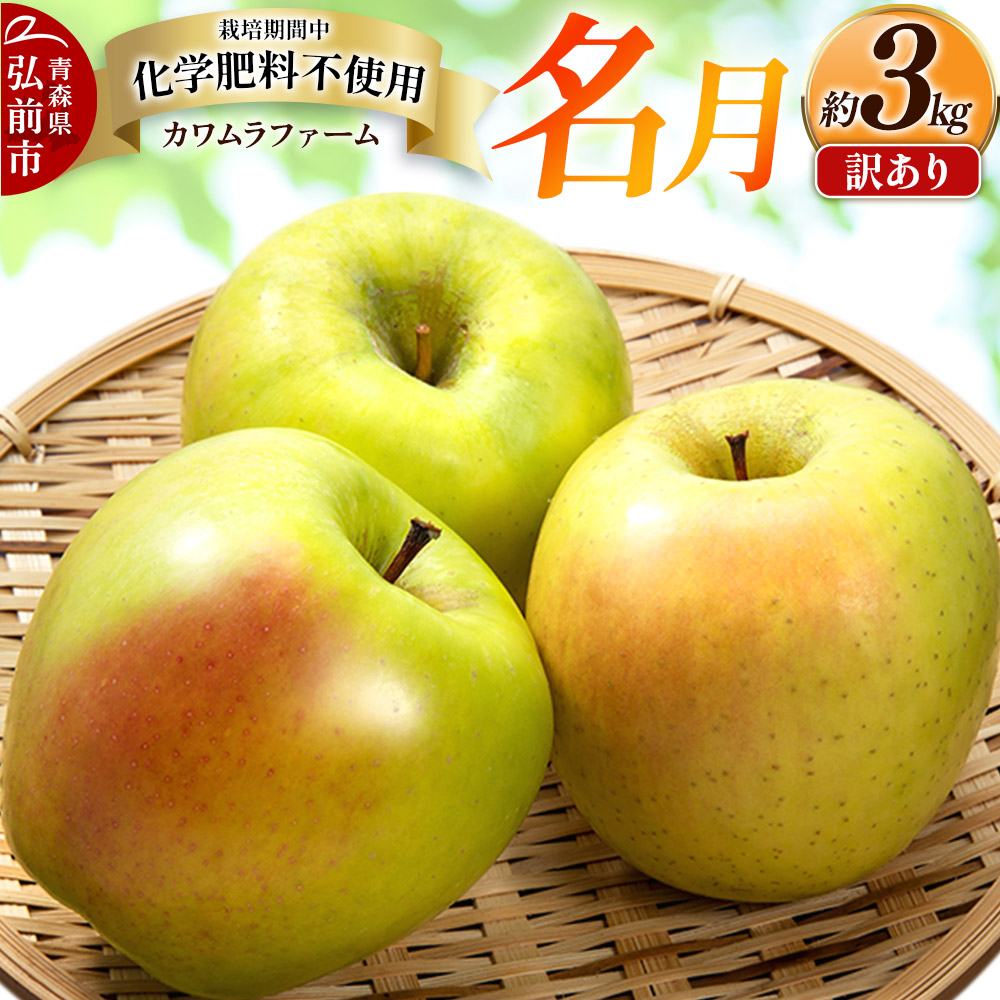 【25年11月〜発送】りんご 名月 約3kg カワムラファーム 訳あり【先行受付】 青森 果物 フルーツ 林檎 リンゴ くだもの 不揃い 規格外 予約青森県弘前市10000果物・フルーツりんご・梨