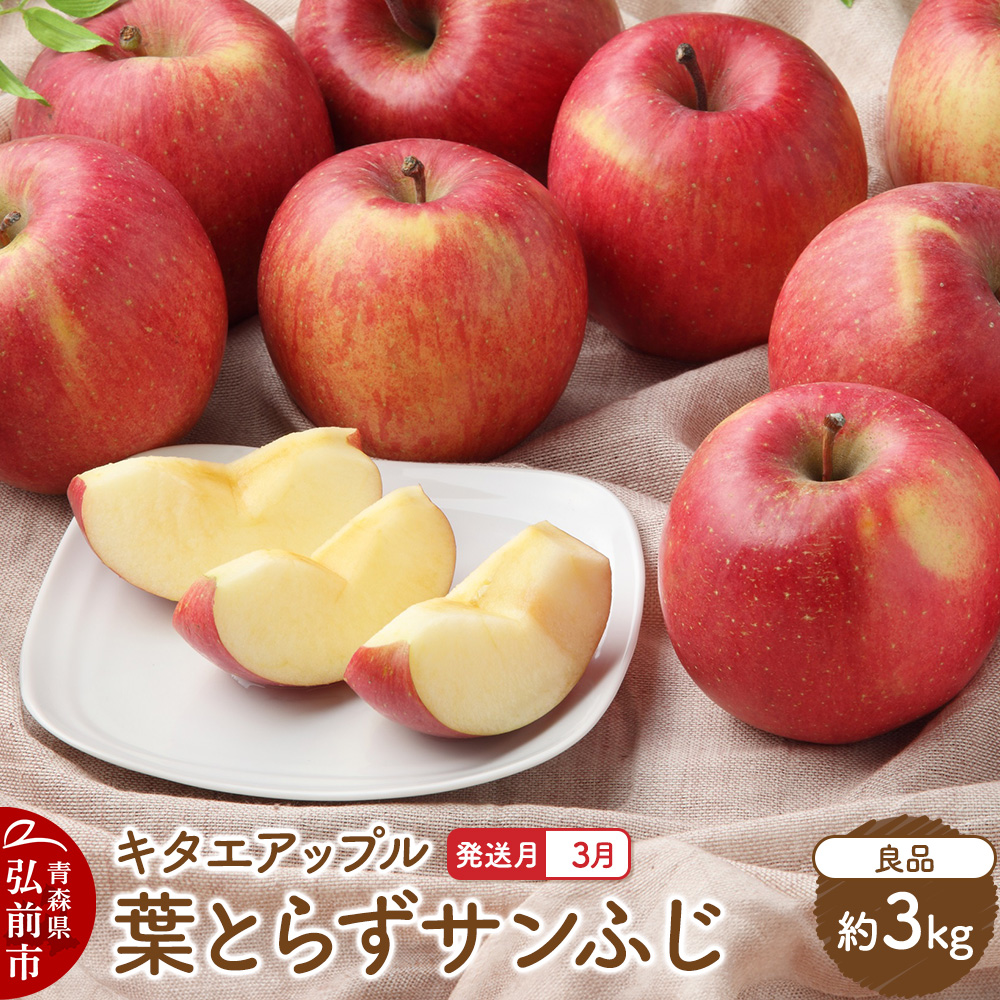 【26年3月クール便発送】りんご 葉取らずサンふじ【良品】約3kg キタエアップル青森県弘前市15000果物・フルーツりんご・梨