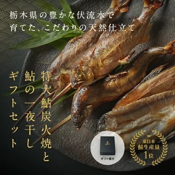 【鮎の食べ比べセット 特大炭火焼3尾・一夜干し3尾】ギフト 産地直送 天然仕立て おつまみ 高級 ※沖縄・離島への配送不可栃木県さくら市20000鍋セット・総菜・加工食品総菜