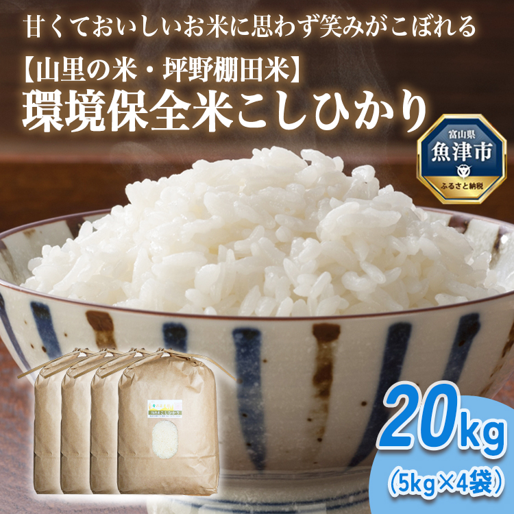 山の湧き水 寒暖差 山里 山里の米・坪野米 R7年産 環境保全米こしひかり 20kg ※北海道・沖縄・離島への配送不可 ※2025年9月下旬〜2025年10月中旬頃に順次発送予定富山県魚津市58000米・パ