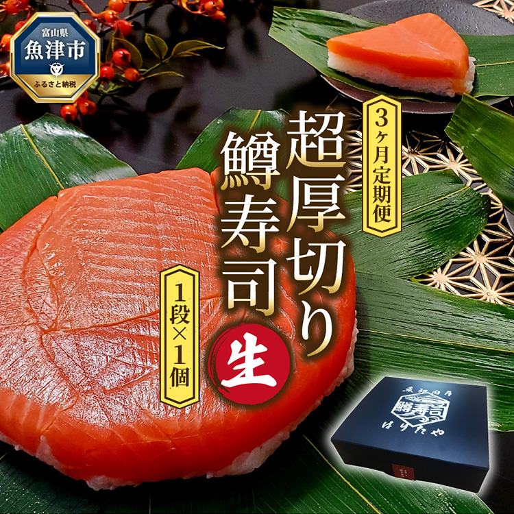 【3ヶ月定期便】【生】魚卸問屋の「鱒寿司」(超厚切り)1段×1個 はりたや富山県魚津市36000魚介・海産物その他 魚介・海産物