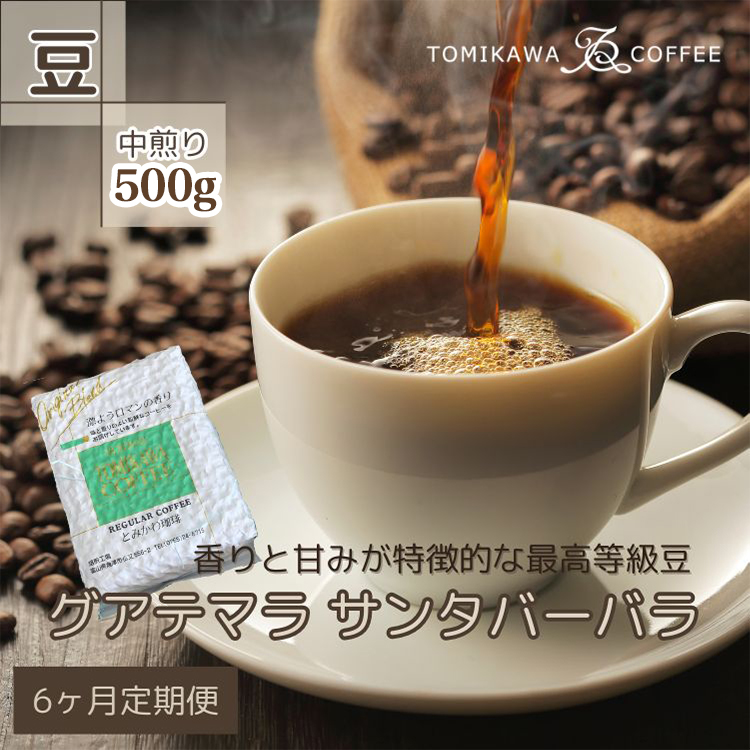 【6ヶ月定期便】自家焙煎コーヒー豆専門店とみかわの「グアテマラ サンタバーバラ」500g(豆)富山県魚津市90000お茶・飲料コーヒー・紅茶