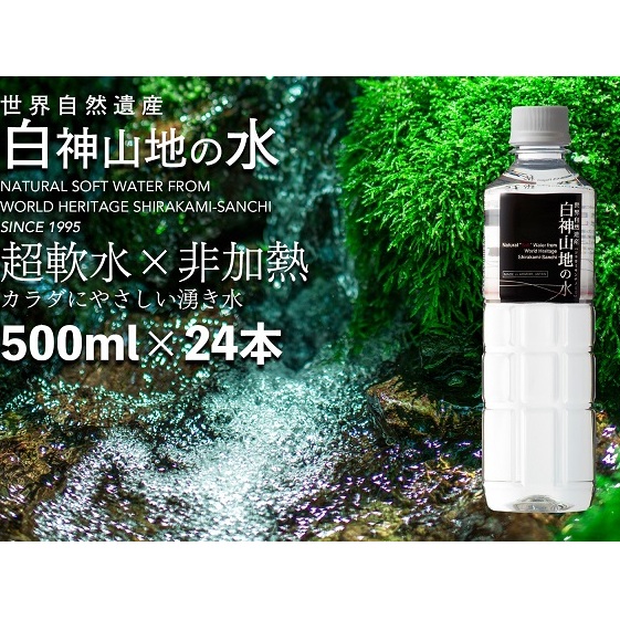 白神山地の水 500ml×24本 ナチュラルウォーター 飲料水 軟水 超軟水 非加熱 弱酸性 湧水 湧き水 水 ウォーター ペットボトル 青森県 鰺ヶ沢町 国産 飲料類 ミネラルウォーター 青森県鰺ヶ沢町