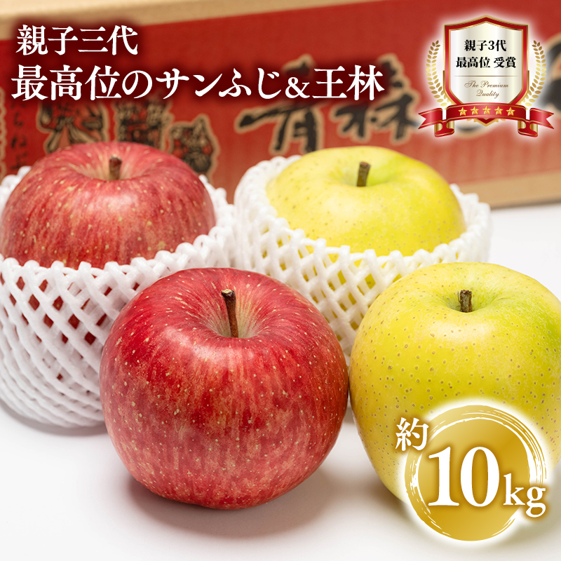 【12月発送】親子三代最高位の贈答用サンふじ・王林約10kg【全国ふじコンテスト最高賞受賞農園・平川市広船産りんご】青森県平川市64000果物・フルーツりんご・梨