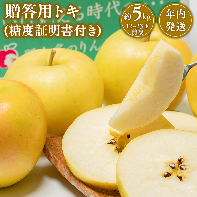 【10~12月発送】 贈答用トキ約5kg(糖度証明書付き) 【那由多のりんご園・平川市産】青森県平川市21000果物・フルーツりんご・梨