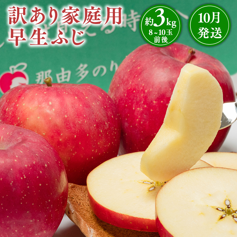 10月発送 【訳あり】家庭用早生ふじ 約3kg 【那由多のりんご園・平川市産】青森県平川市10500果物・フルーツりんご・梨