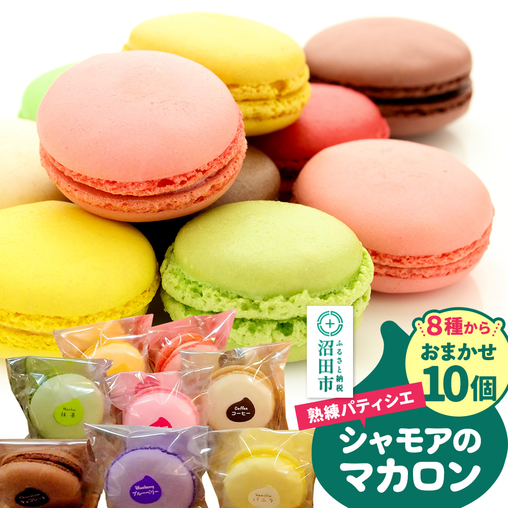 シャモアのマカロン おまかせ 10個入 詰め合わせセット(オレンジ・コーヒー・ラズベリー・抹茶・バニラ等8種の中から10個)群馬県沼田市9000菓子・スイーツ
