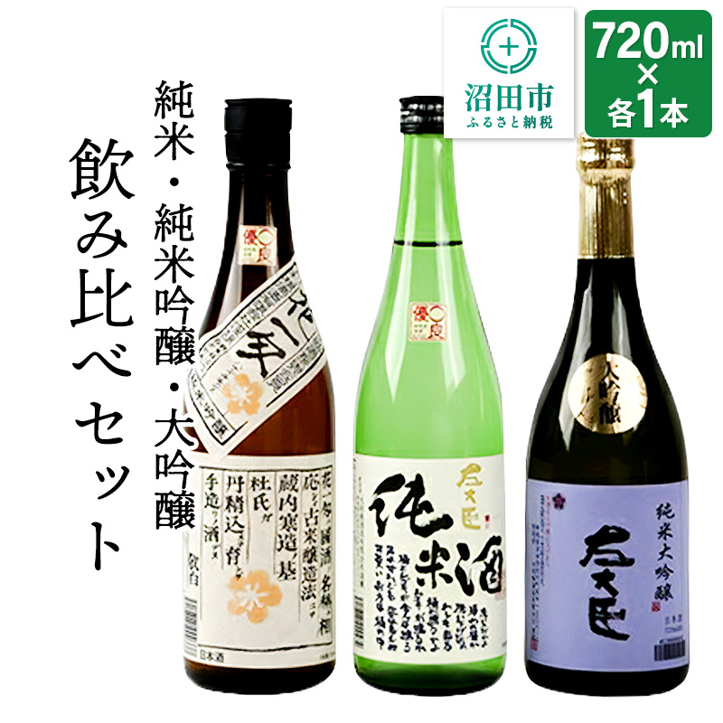 純米酒・純米吟醸酒・大吟醸 飲み比べセット 720ml×各1本群馬県沼田市30000酒・アルコール
