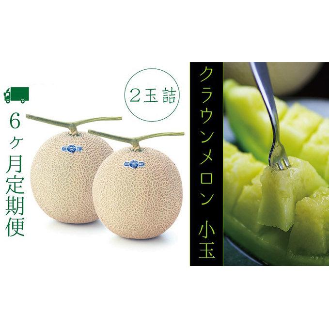 【6ヶ月定期便】クラウンメロン(白級級)小玉 2玉入 果物類 メロン青肉 静岡県袋井市112000果物・フルーツメロン・スイカ