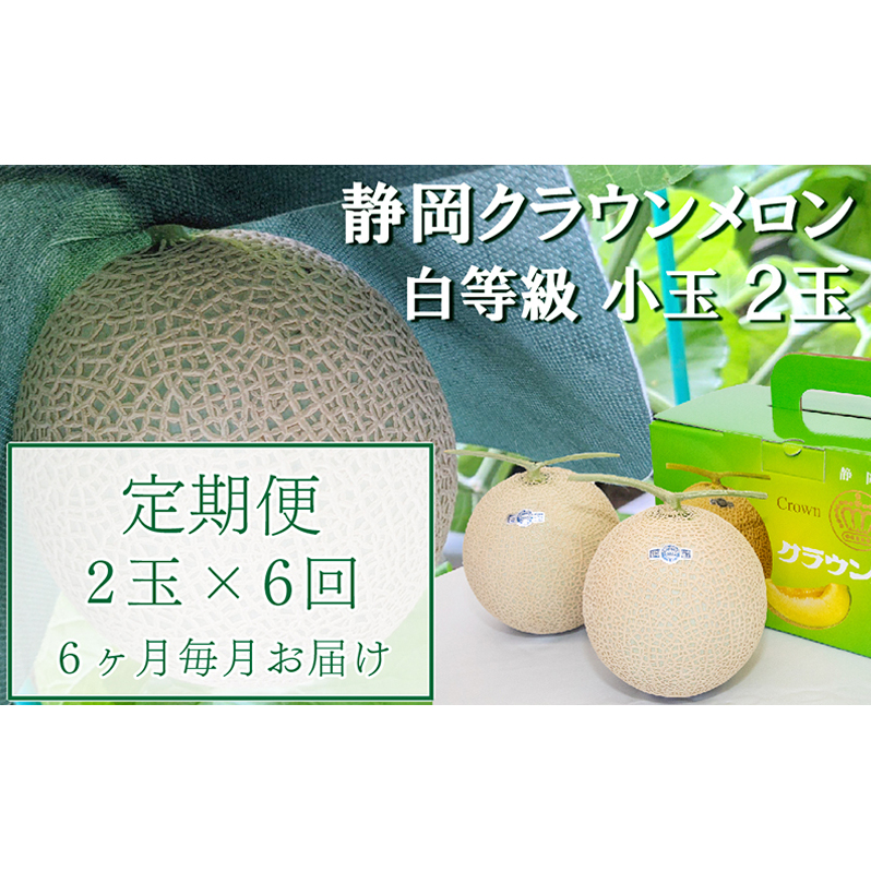【6か月定期便】クラウンメロン【並(白等級)】小玉(1.1kg前後)2玉入り 果物 メロン青肉 フルーツ デザート 高級メロンブランド 高級メロン ブランドメロン 静岡県袋井市124000果物・フルーツ