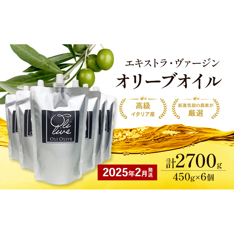 【受賞農家が選出】 高級イタリア産 エキストラ・ヴァージン・オリーブオイル 450g×6個【2025年2月より順次発送】静岡県袋井市42000調味料・油食用油