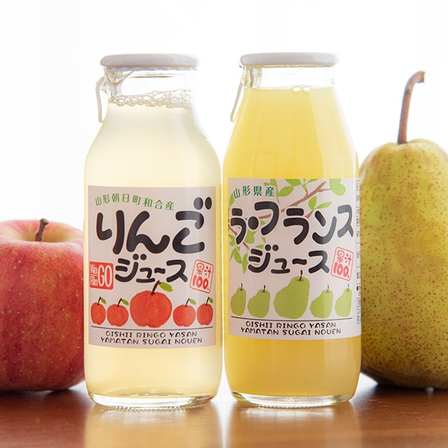 りんごジュースとラ・フランスジュースセット(180ml×12本)山形県朝日町15000お茶・飲料果汁・野菜飲料