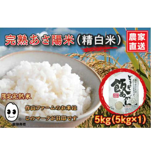 \新米 先行予約 令和7年産/ 完熟あさ陽米 (精白米) 5kg ひとめぼれ 特別栽培米 生産農家直送 (CP028)岩手県紫波町19000米・パン白米