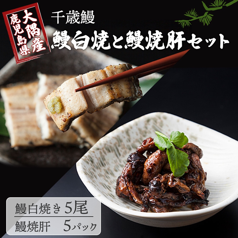 鹿児島県大隅産 千歳鰻の白焼き鰻 5尾・鰻焼肝セット鹿児島県大崎町40000魚介・海産物うなぎ