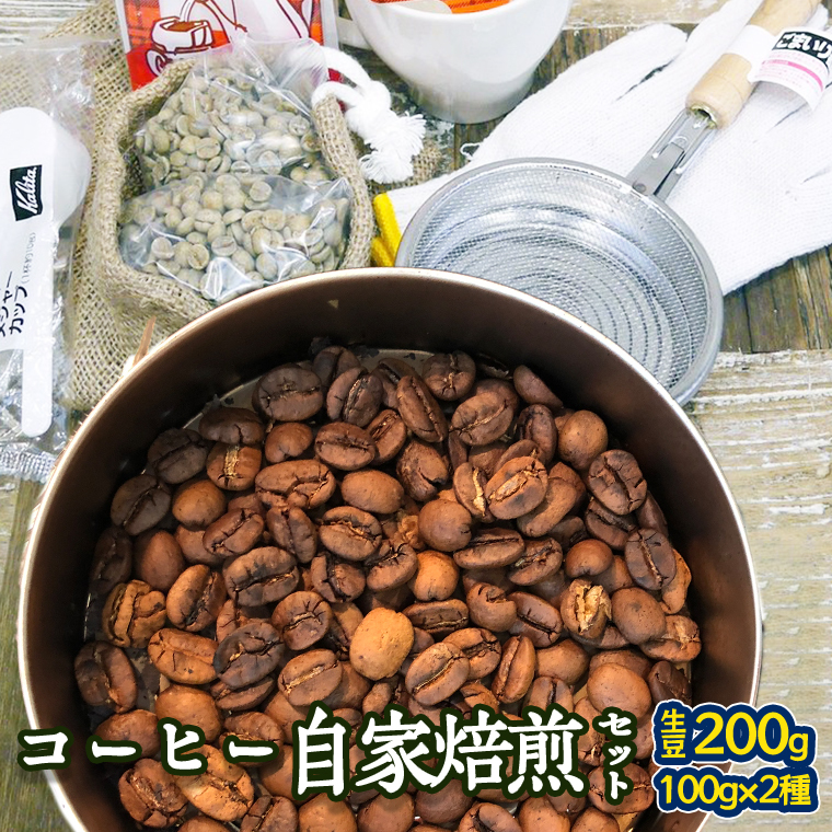 コーヒー 自家焙煎 セット コーヒー豆 200g 2種 × 100g コーヒー ブレンド 生豆 焙煎 初心者 お手軽茨城県牛久市14000お茶・飲料コーヒー・紅茶