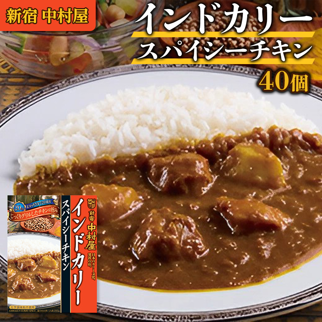 新宿 中村屋 インドカリー スパイシーチキン 40個 人気 洋食 レトルト 時短 カレー インドカレー スパイシーカレー 長期保存 災害用 保存食 レンチン レンジ 茨城県牛久市56000鍋セット・総菜