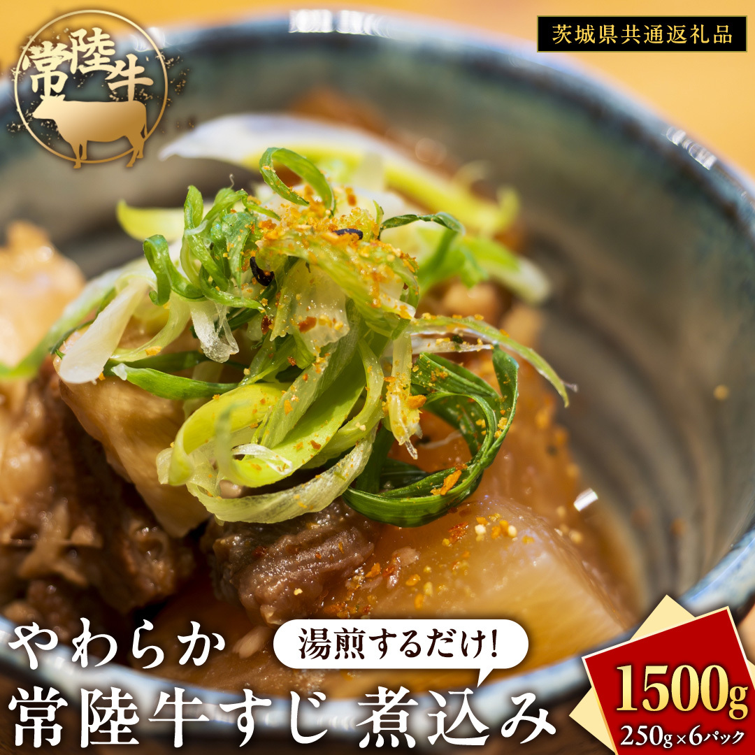 やわらか 常陸牛 すじ 煮込み 250g × 6パック (計 1500g )【茨城県共通返礼品】 牛すじ 牛肉 肉 和牛 にく 牛すじ肉茨城県牛久市11000肉牛肉