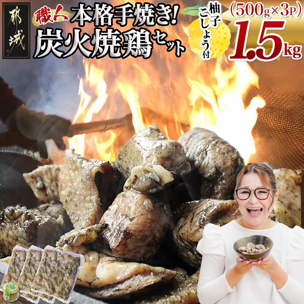 本格手焼き!炭火焼鶏1.5kg(ゆずこしょう付)_12-1401宮崎県都城市12000鍋セット・総菜・加工食品