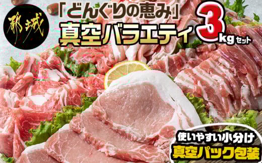 「どんぐりの恵み豚」真空バラエティ3kgセット_17-1101宮崎県都城市17000肉豚肉