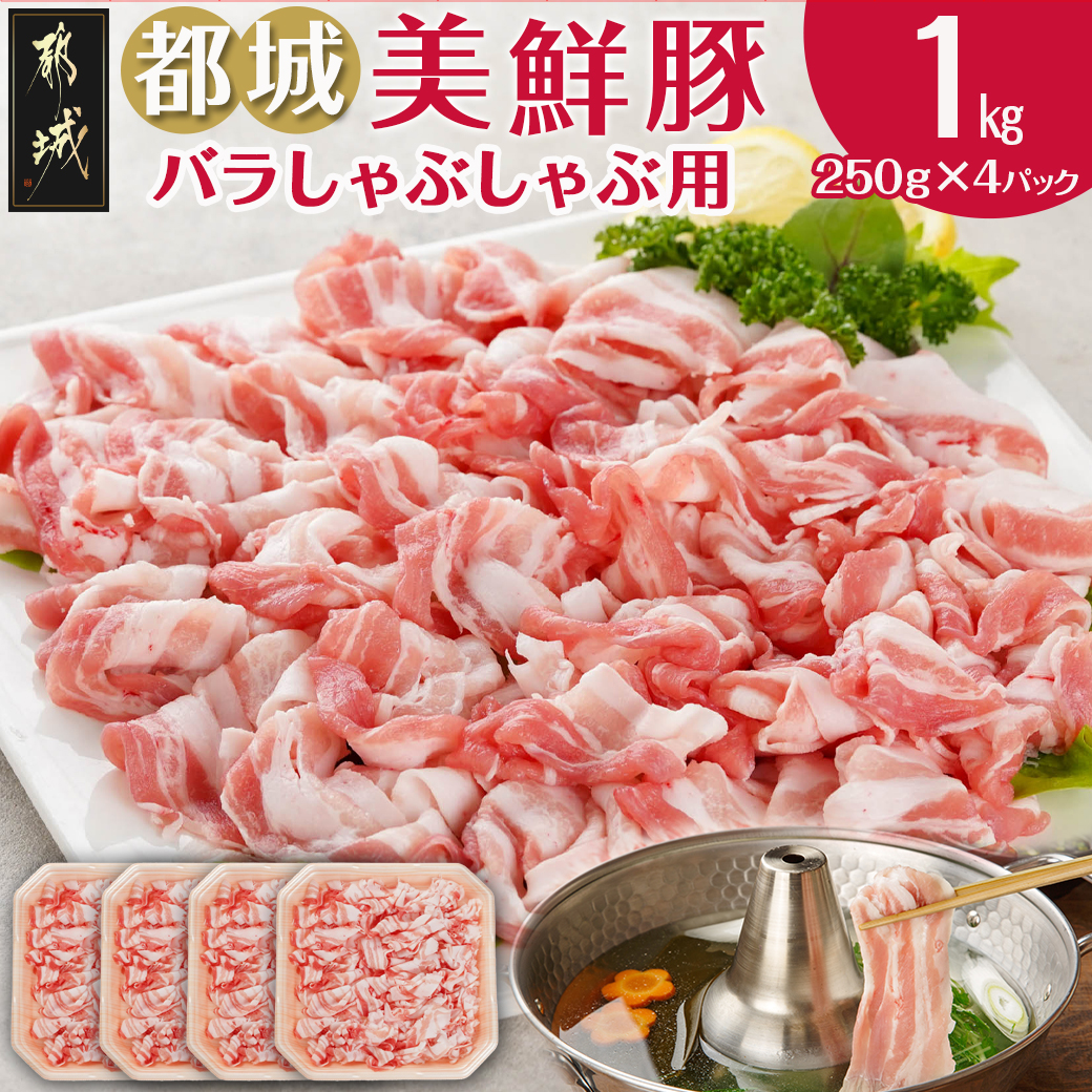 都城美鮮豚バラしゃぶ1kgセット(250g×4パック)_AA-5401宮崎県都城市10000肉豚肉
