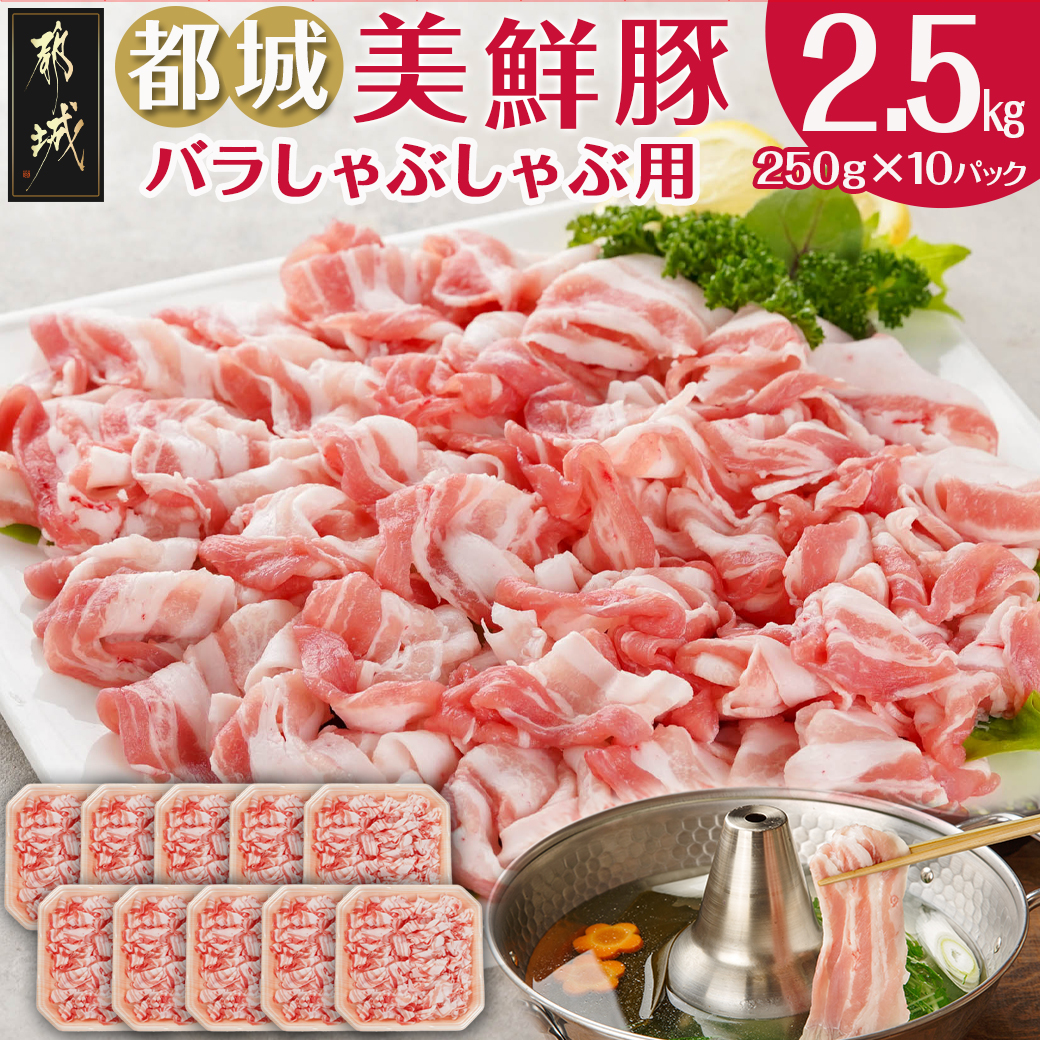「都城美鮮豚」バラしゃぶ2.5kg_AC-5402_(都城市) 豚肉 ブランド豚 都城美鮮豚 銘柄豚 豚バラしゃぶしゃぶ肉 250g×10パック 2.5kg 炒め物 丼もの宮崎県都城市20000肉