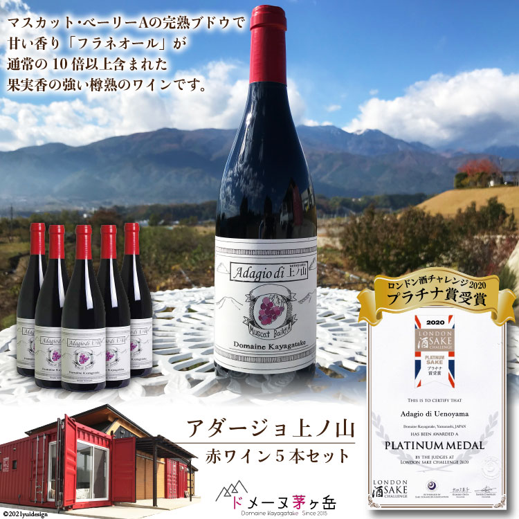 10-9.「アダージョ上ノ山」赤ワイン5本山梨県韮崎市62000酒・アルコール