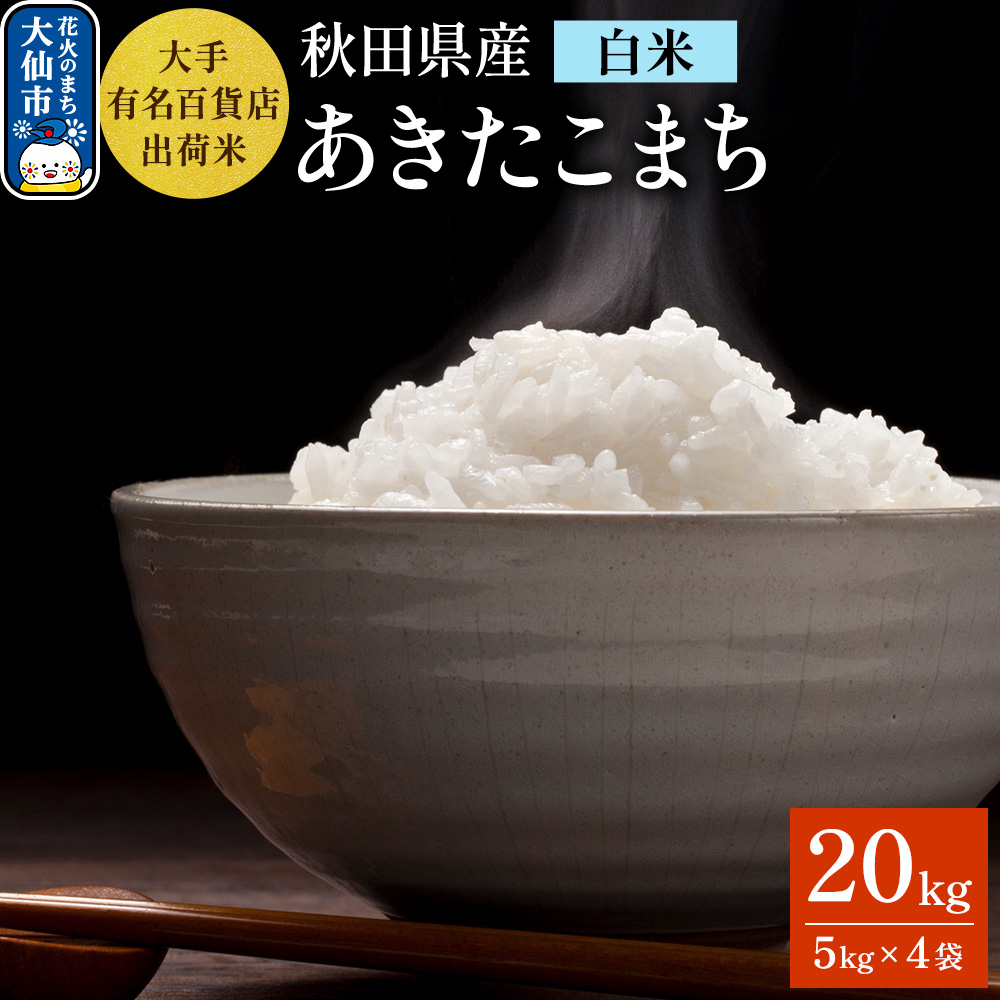 20kg(5kg×4袋)大手有名百貨店出荷米 あきたこまち【白米】令和7年産 米 お米秋田県大仙市76000米・パン白米