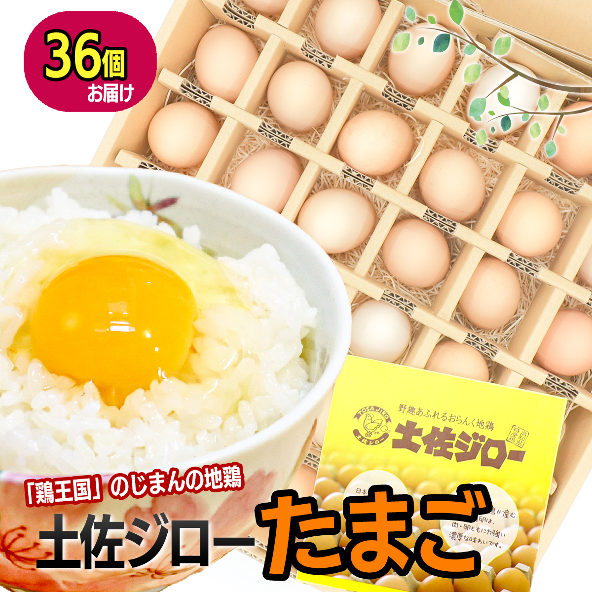 土佐ジロー濃厚たまご(1箱36個入)高知県いの町19000卵・乳製品卵(鶏、烏骨鶏等)